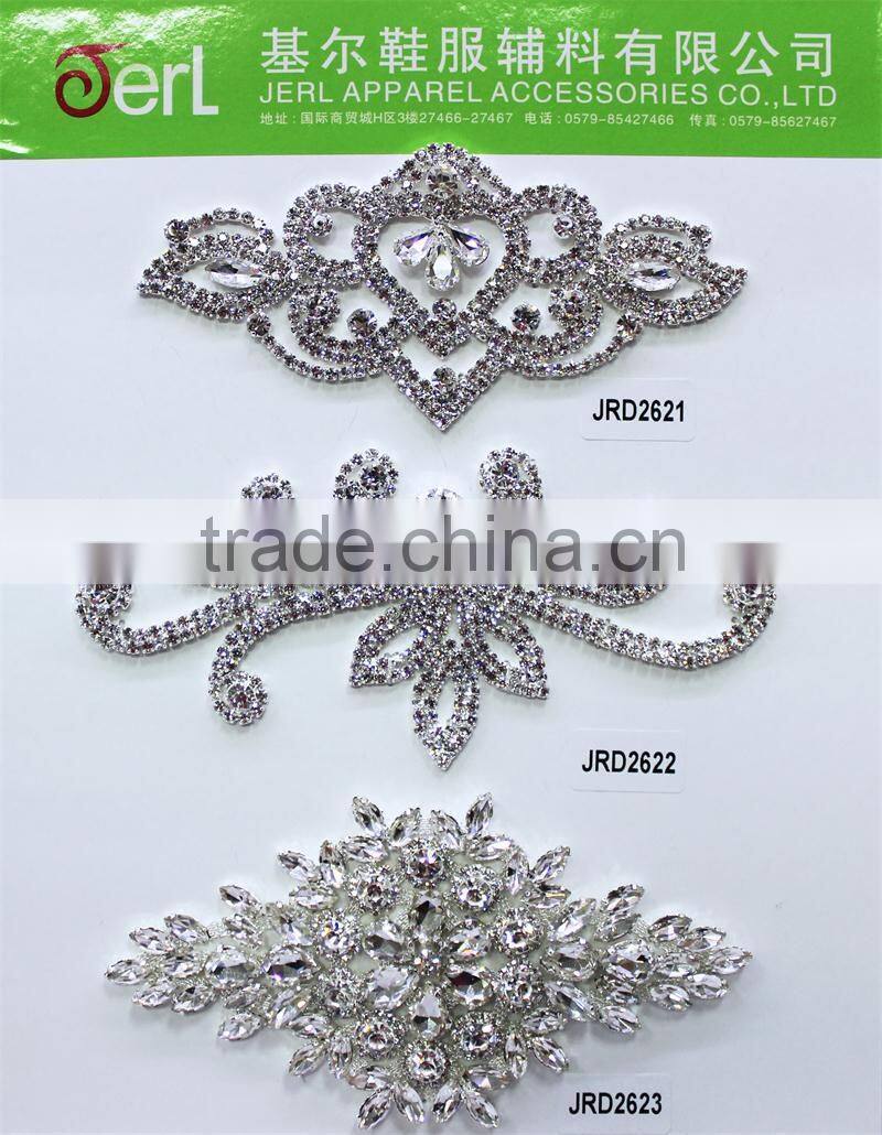 Hot sale cheap crystal applique for wedding rhinestone applique