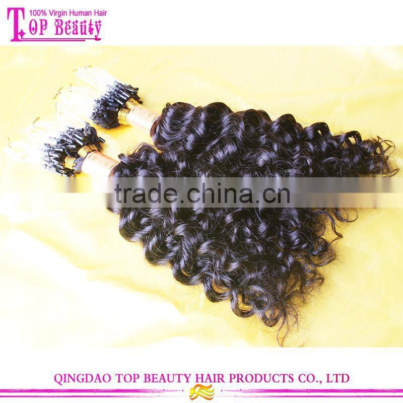Wholesale Cheap Brazilian Virgin Human Kinky Curly Micro Loop Hair Extensions