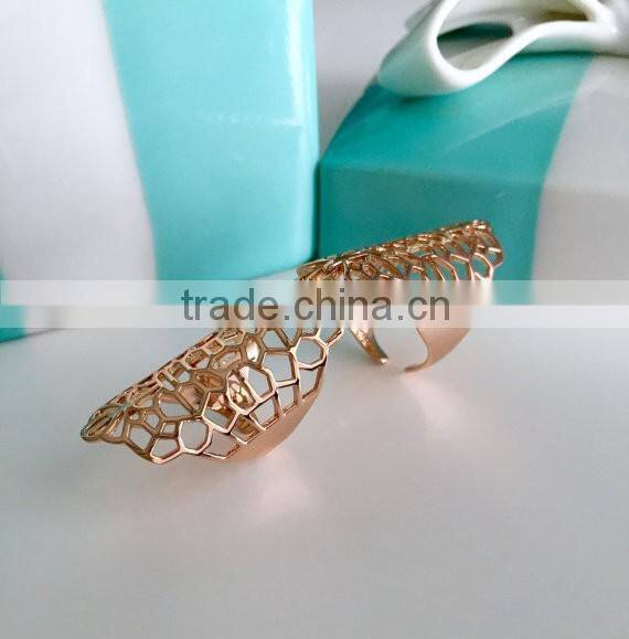 Full Finger Statement Ring Adjustable Armor Rose gold Cockta Ring Birthday Christmas Gift