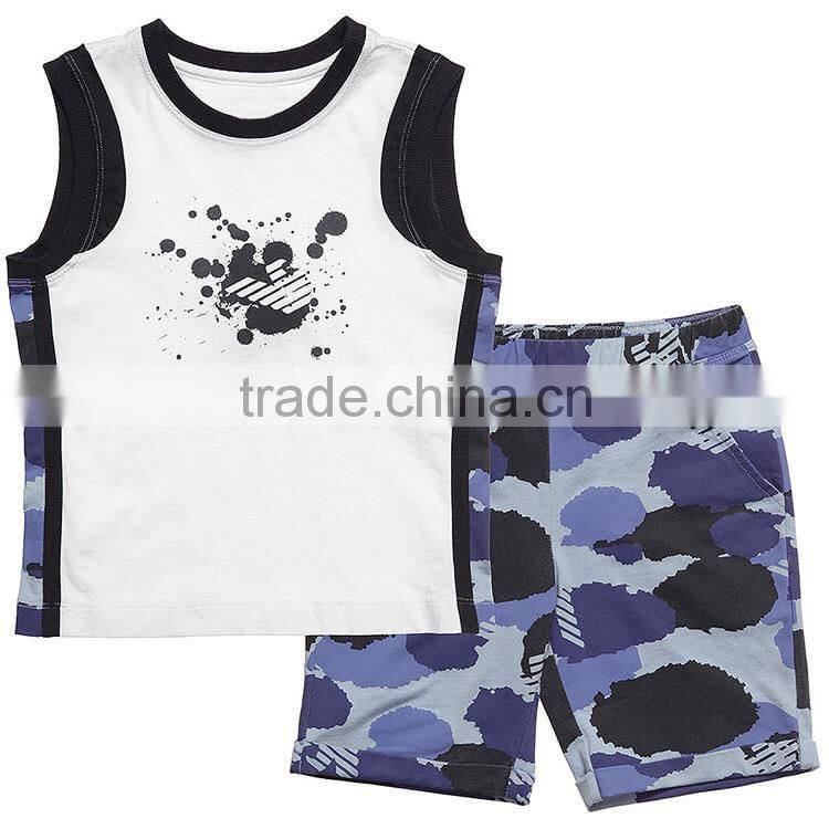newest fashion children's army t shirts of top and shorts sets china