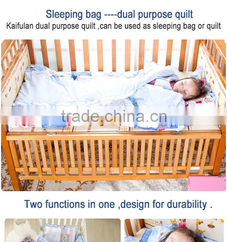 100% cotton Infant Kindergarten anti kicking sleeping bag quilt for four seasons detachable and washable pink teddy bear