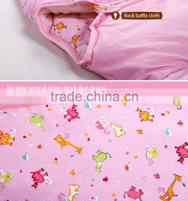 Infant kids anti kicking quilt sleeping bag for four seasons detachable fillings pink style