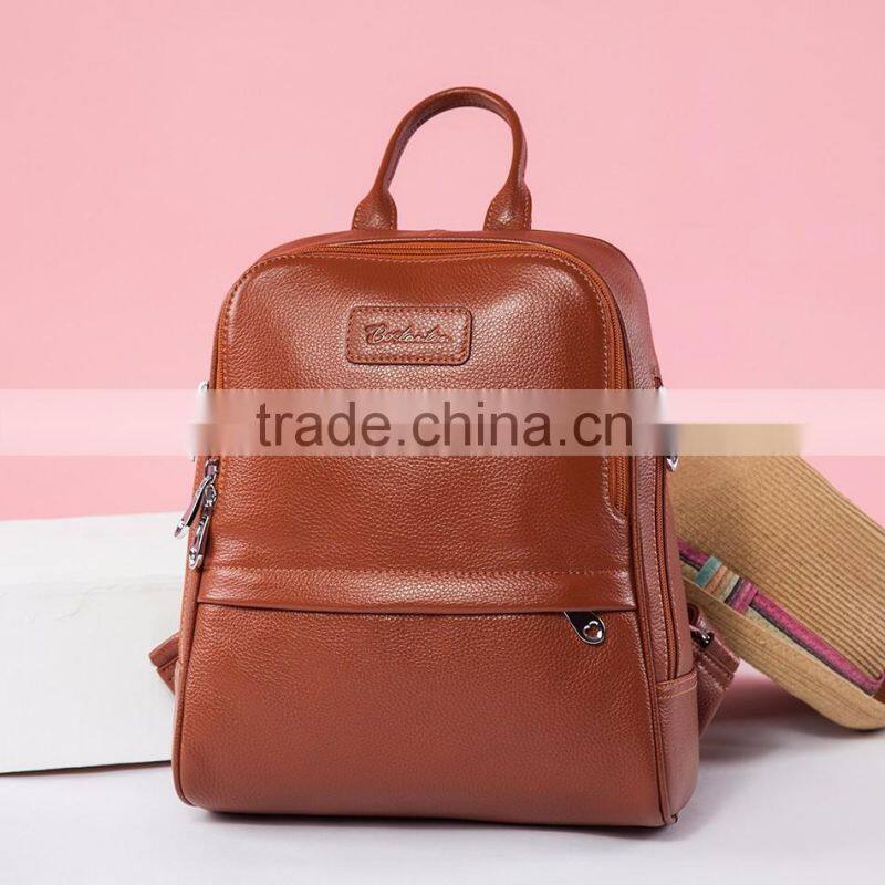 leather day backpack bag school bag girls laptop shoulders bag