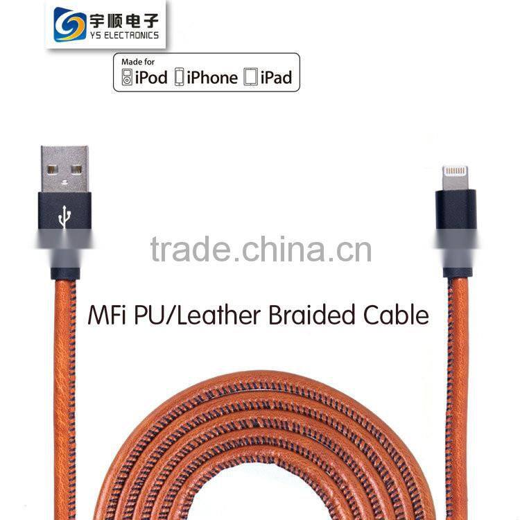 MFi 8 pin braided usb cable PU/cable for charging and data transmission
