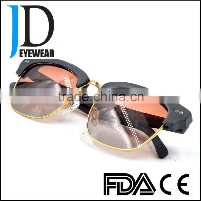 Japanese double frame metal wood sunglasses real wood sunglasses with blinds