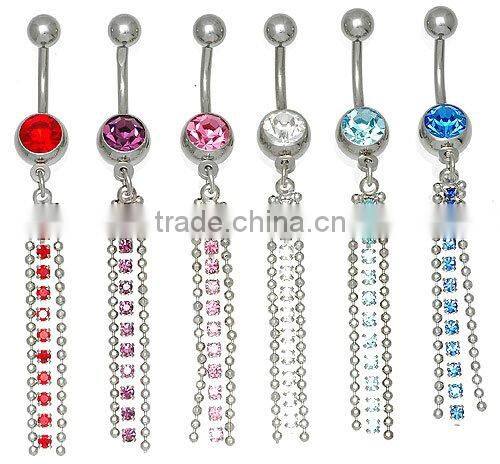 Crystal Flower Belly Button Ring body piercing jewelry