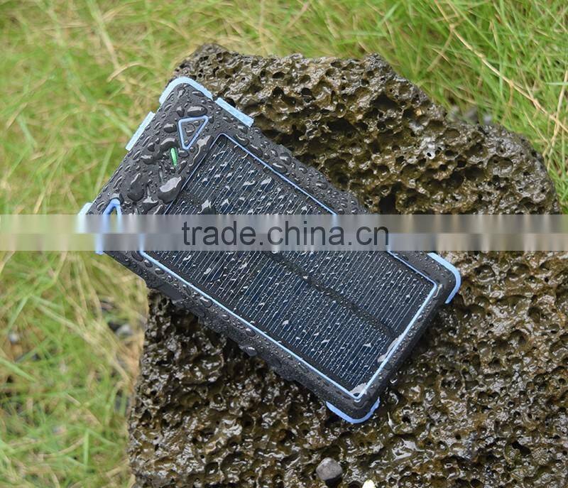 Outdoor real capacity solar power bank 8000mah waterproof IPX6