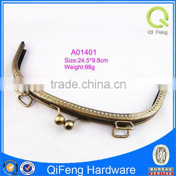 High quality metal frame metal clutch metal purse frame with crystal for handbag A01401
