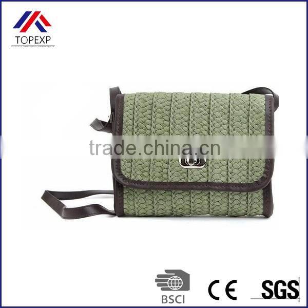 Custom Female Straw Bag Shoulder Bag With Leather Band