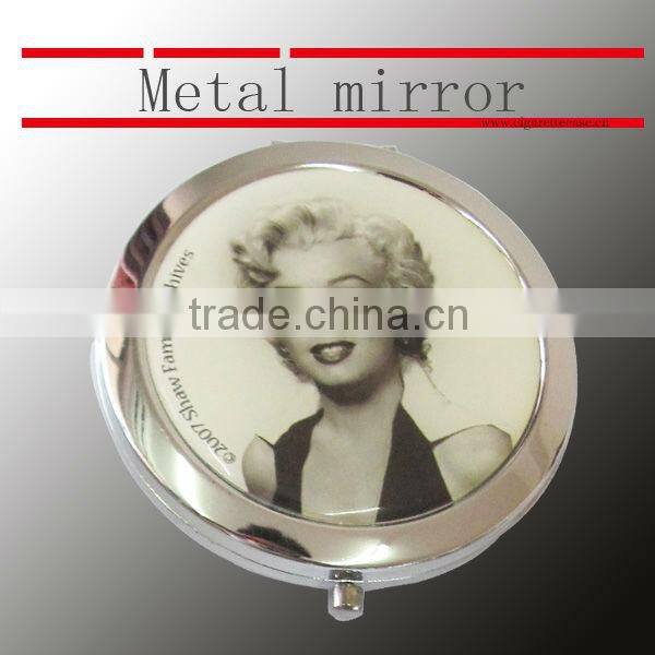 mini double sided mirror, metal mirror with rubber patch