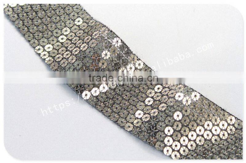 Hot selling 4.2cm width bronze embroidery sequin trim for garment