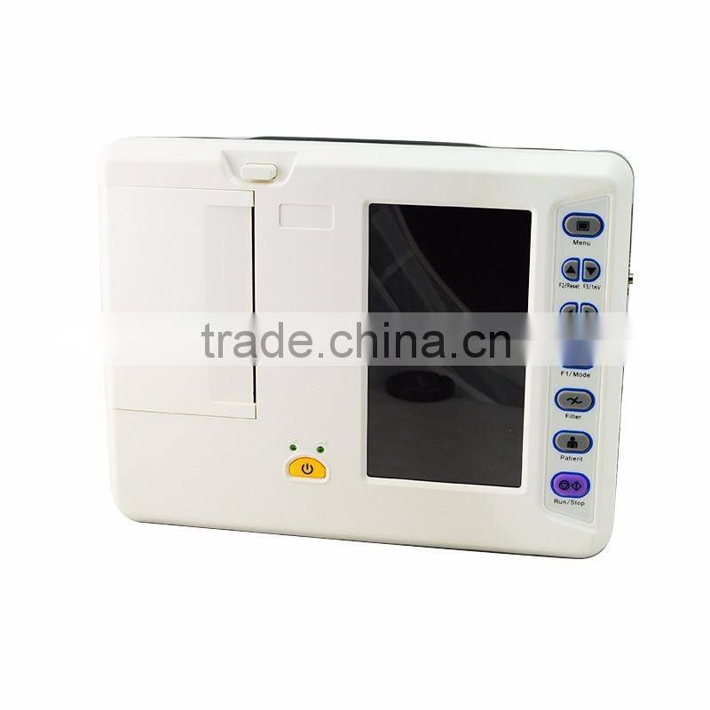 CE ISO 18 months warranty 7 inch LCD 12-lead ECG signal Digital 6-channel Electrocardiograph