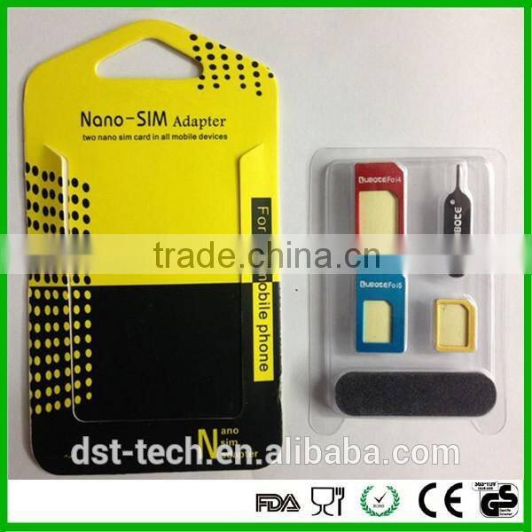High Quality 5 in 1 Nano Sim Card Adapters Standard Sim Card & Tools for iPhone