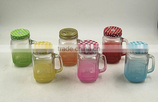 Glass Mason Jar colored glass jar with metal Lid