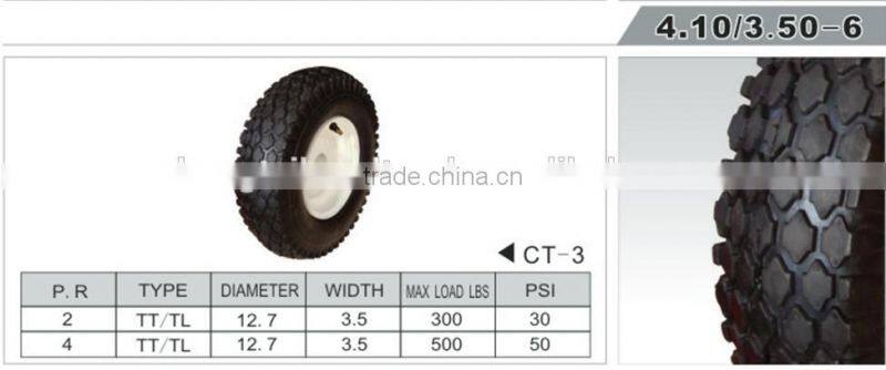 4.10/350-6 pneumatic tubless wheel barrow wheel