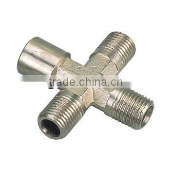 brass four way female fitting ,3/8 " 1/2" 1/4" brass fitting cross type fitting