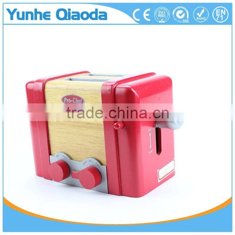 Early Education Toy for Kids Red Pop Up Toaster Wooden Play Kitchen Set