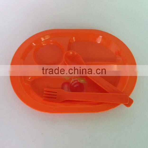 1 set of 5pcs orange tableware plastic spicnic set
