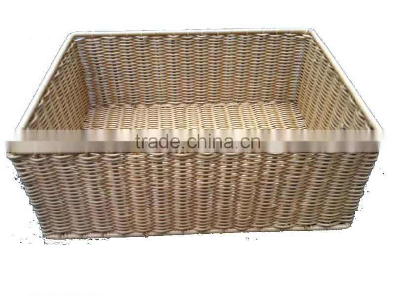 Hand woven pe rattan rectangular storage basket for home and shop