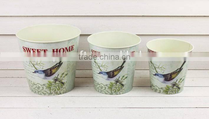 Hot Sale paper decal planter metal sweet home decor pot,interior decorative pots