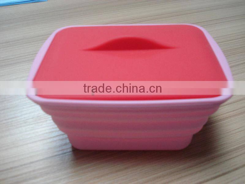 2014 new style promotional silicone foldable bowl with lid