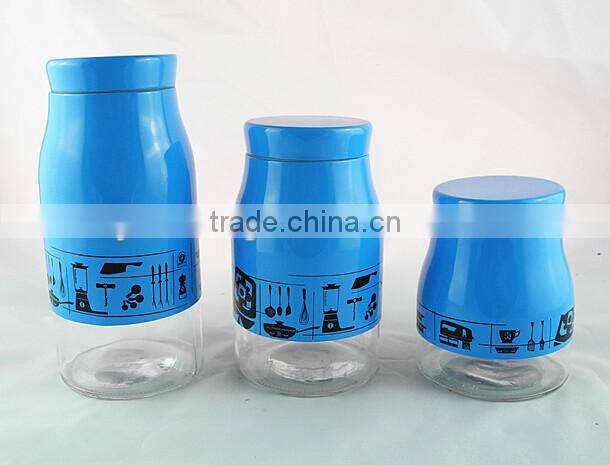 skyblue spraying plastics big bottom glass jar for pasta