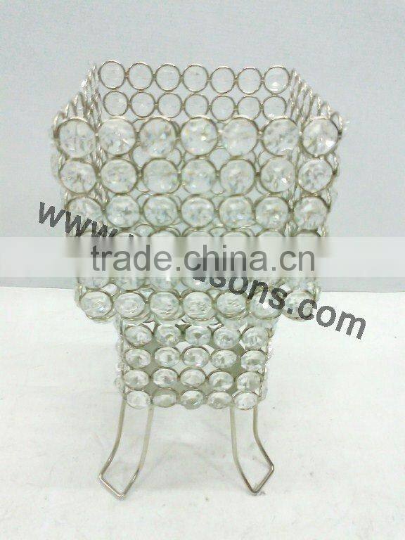 New design silver metal candle holder with crystal