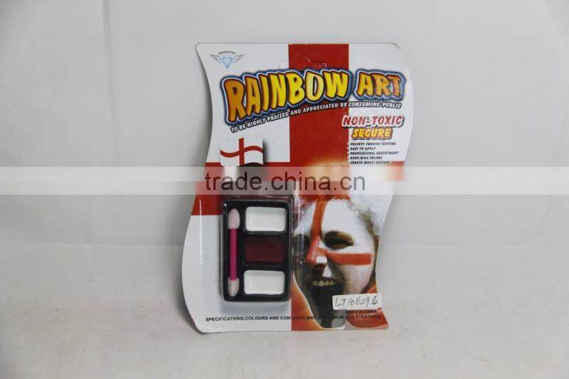 fans safe 3 colors face paint with brush, customized football safety face paint with brush