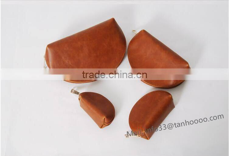 Brown cosmetic bag custom cosmetic bag make up bag Brass zipper four size available