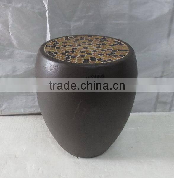 Fiberglass clay mosaic drum stool