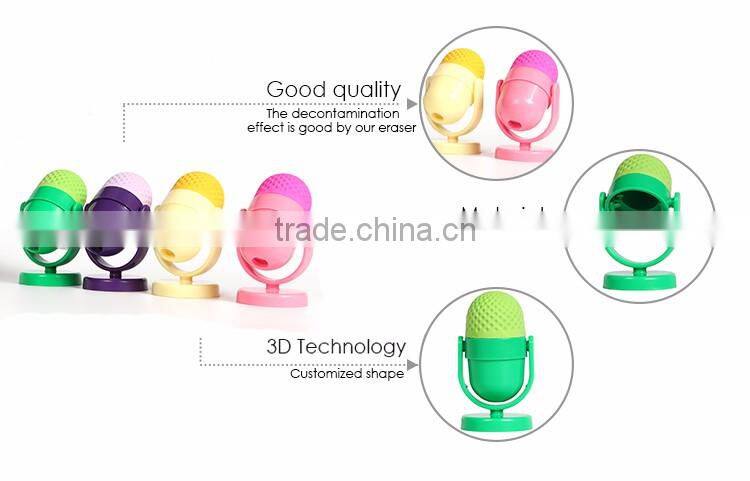 LE70001 Microphone Shaped Eraser with Pencil Sharpener , Fancy Eraser Set