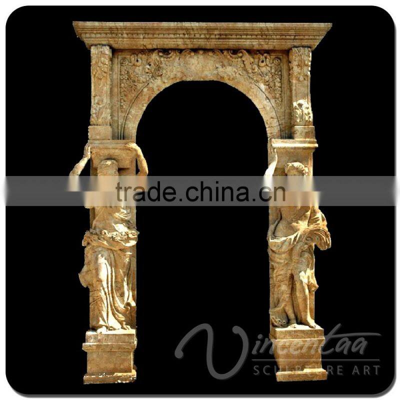 china stone carving home decoration archway red door marble frame sculpture