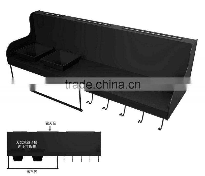 Factory sale black color hanging organizer utensil for kitchen wall rack