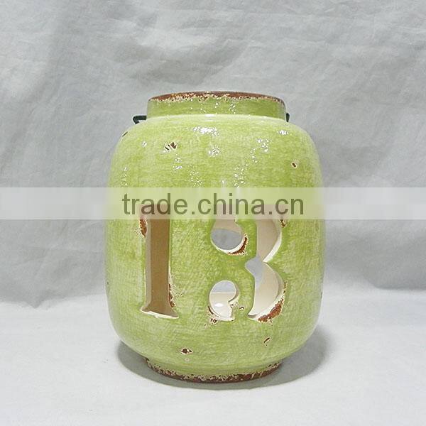 Round hanging ceramic lanterns