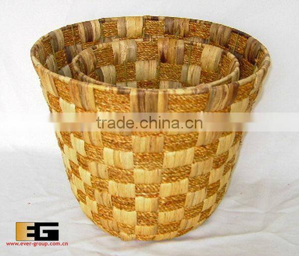 round natural water hyacinth weaving gardening pots