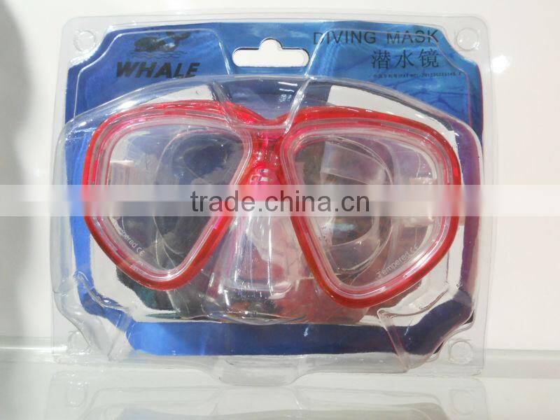 High quality, tempered glass silicone scuba diving set, diving goggles, diving masks (MK-402)