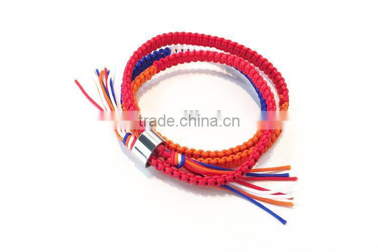 red white blue orange color cord handwoven macrame wrap bracelet braided friendship bracelet