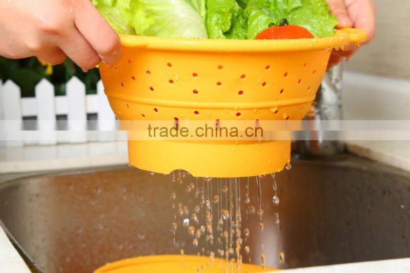Silicone birdbath folding bowls Kitchen basket wash basin silicone basket