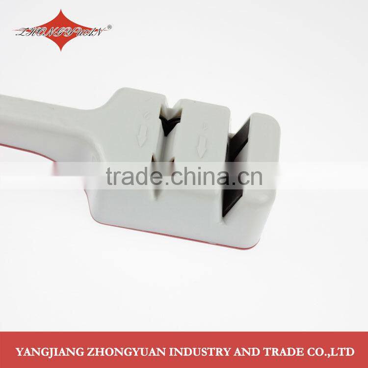 Precision edge 4 stage knife or scissors sharpener with long safety handle