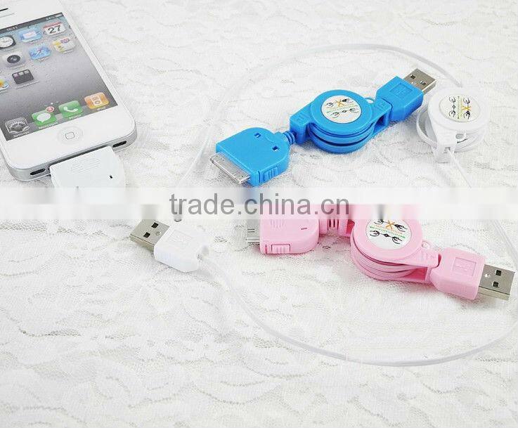 For Phone4 4S retractable usb USB Charging Cable Charger line