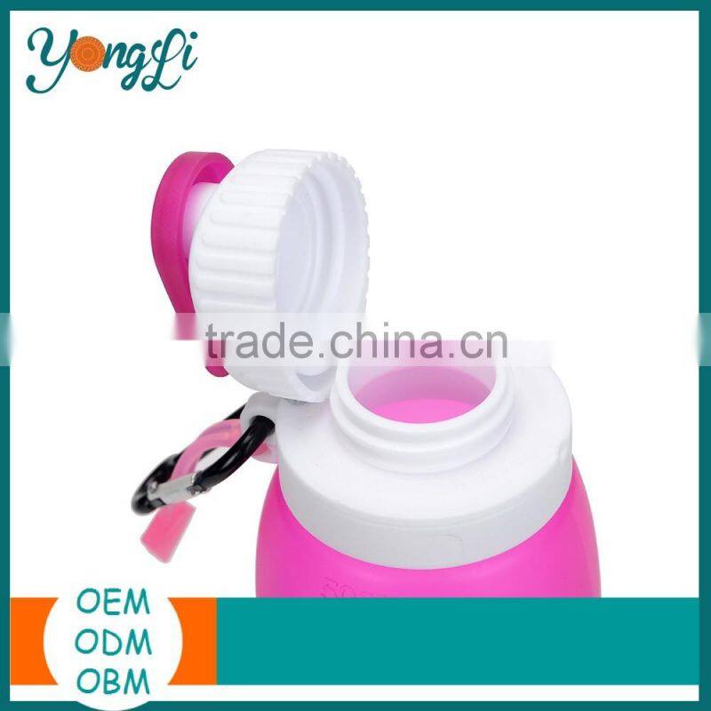 2016 Wholesale New Food Grade Silicone Collapsible Water Bottle