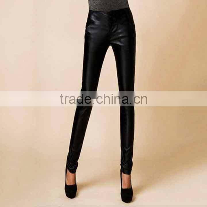 2014 Excess inventory Fashion Ladies PU Pants Liquidation 140713n