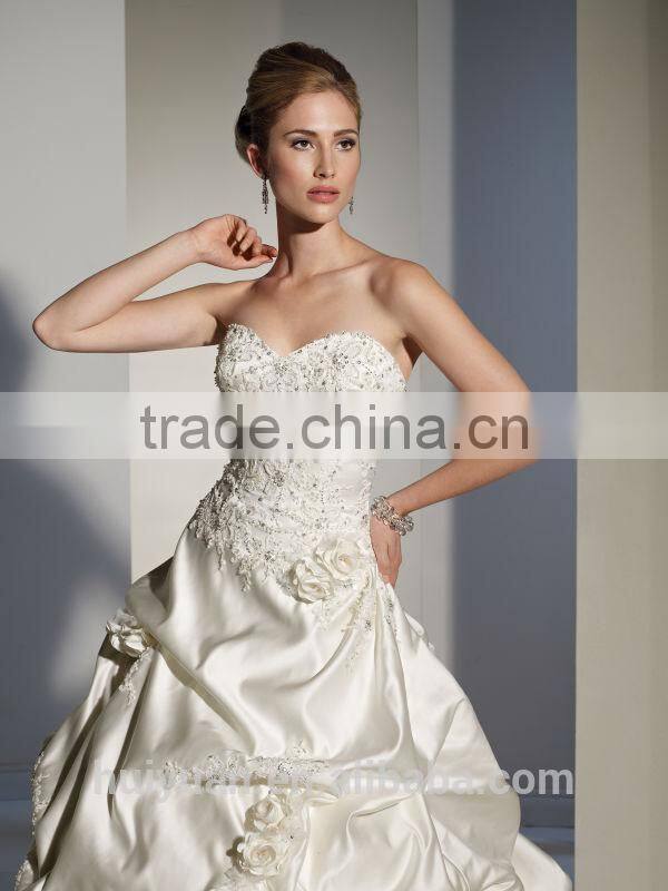 new style lace satin puffy princess ball gown wedding dress