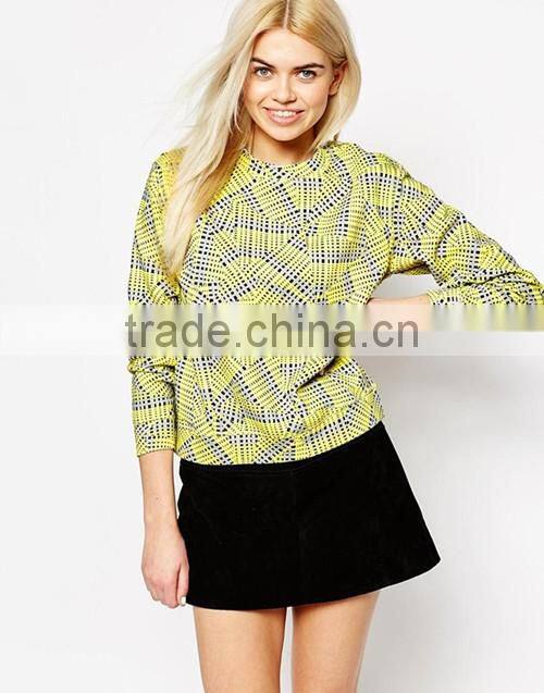 All-over print long sleeve grid pullover sweatshirts custom in Nanchang