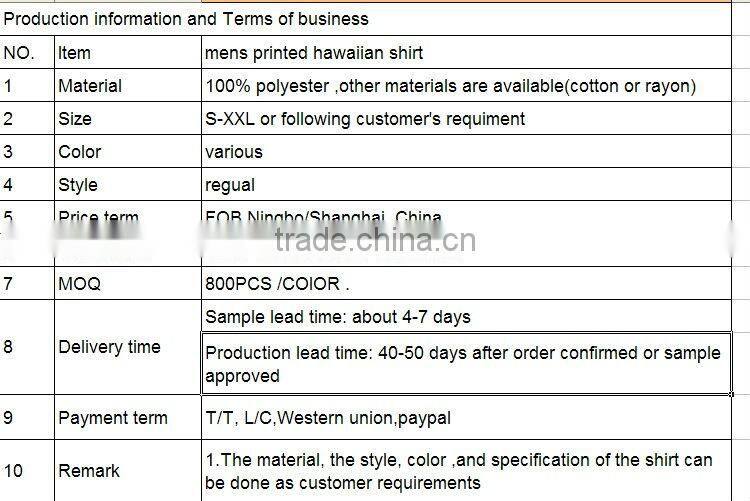 MENS PRINTED HAWAIIAN SHIRT NP06