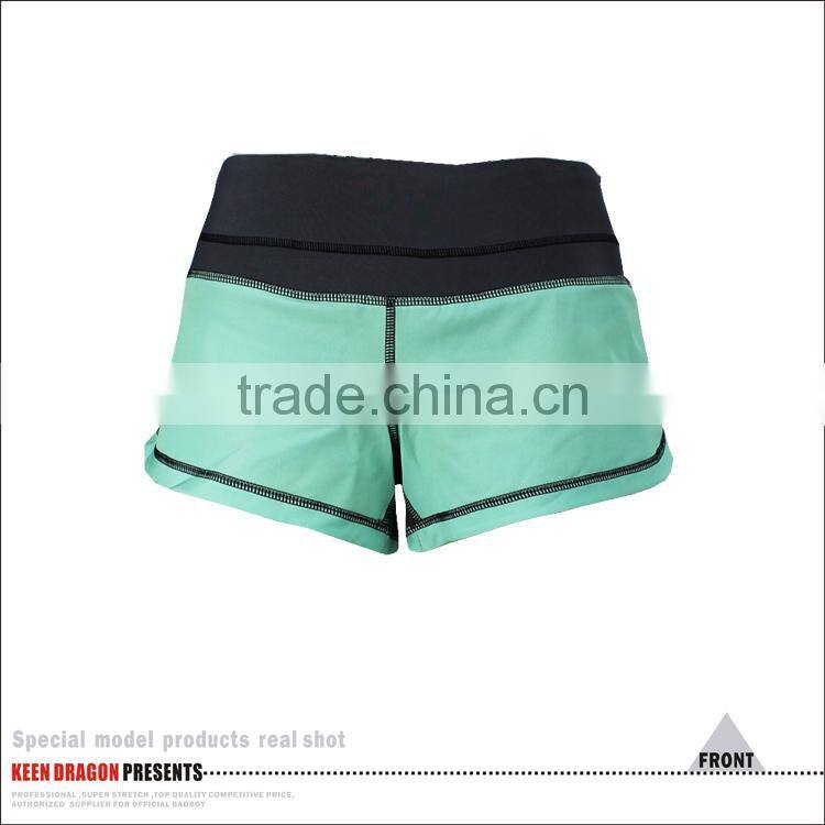 Lady's fashion short 100% polyester blank green female mma shorts
