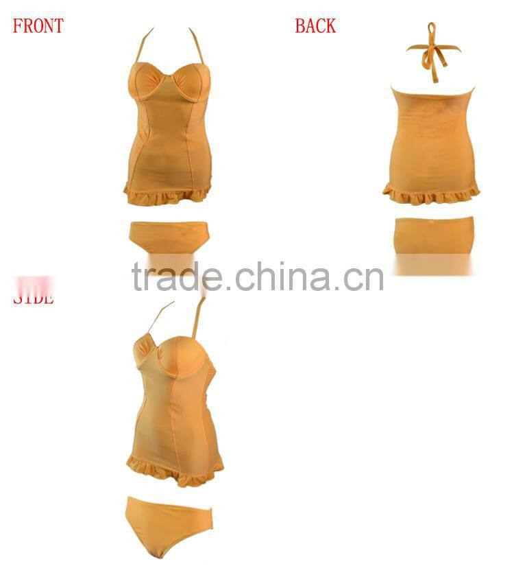 2018 welcome yellow two pieces swimsuits with removable cup