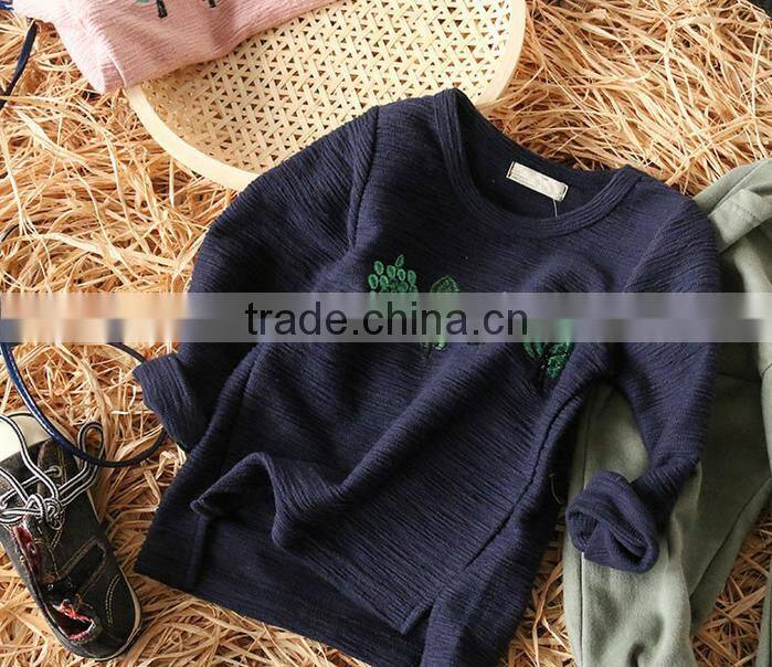 YE5157 Autumn 2017 children clothing Korean embroidery tree children t-shirt