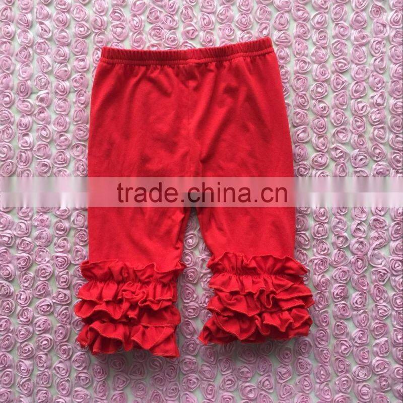 2016 Latest style cotton ruffles cropped trousers baby girls icing ruffles capris pants