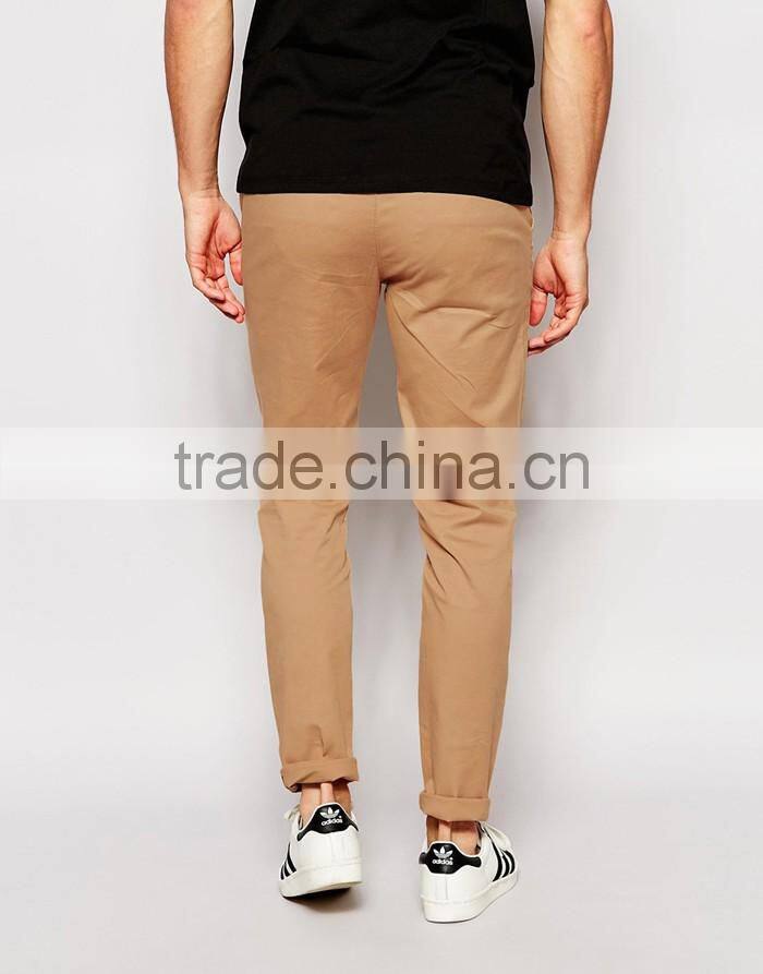 Custom cotton skinny Chion khaki pants for men